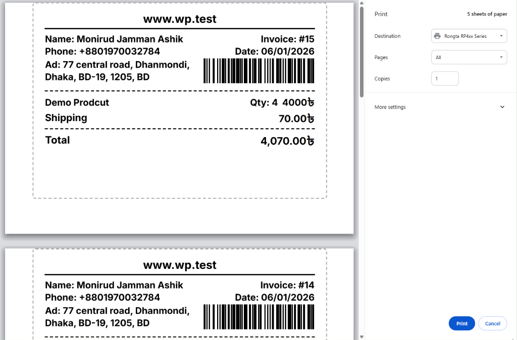 Print Dialog Preview
